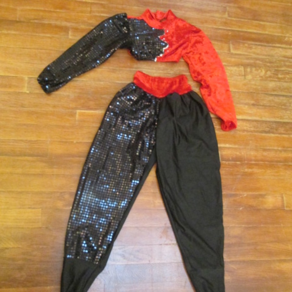 Dance Genie Costume 2 pc Girls Sequins Jester Pro